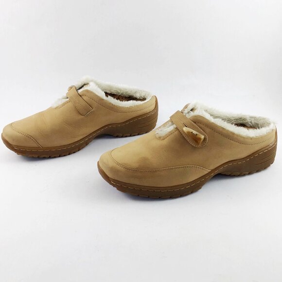 SOFFT Tan Nubuck Leather Shearling Lined Clogs with Toggle Clasp 9.5 - Picture 3 of 11